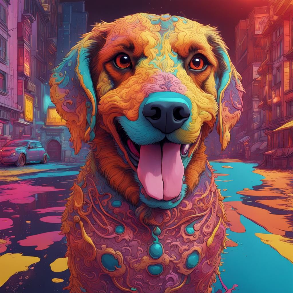 Colorful Pop Art Dog Portrait