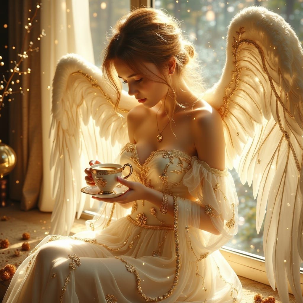Angel in Morning Coffee, Ethereal Art