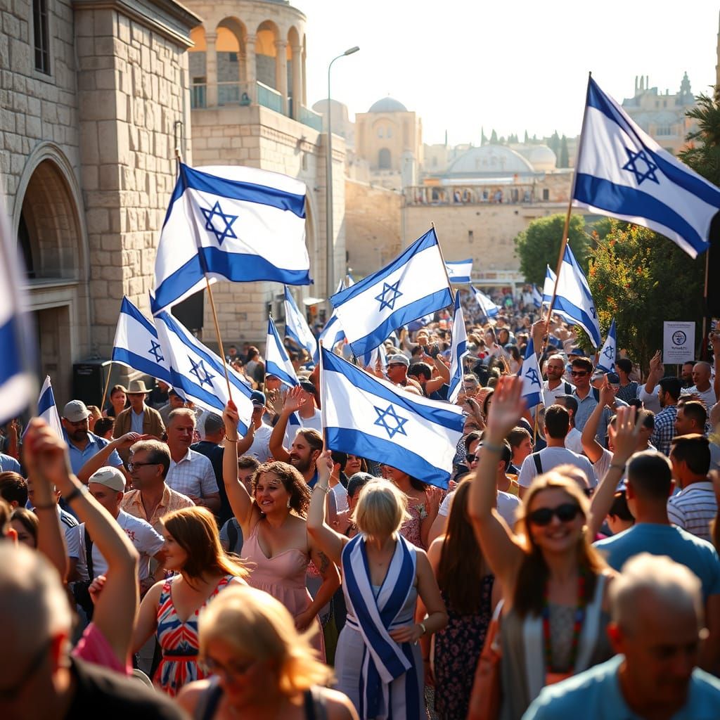 Jerusalem Independence Day Celebration in Vibrant Colors