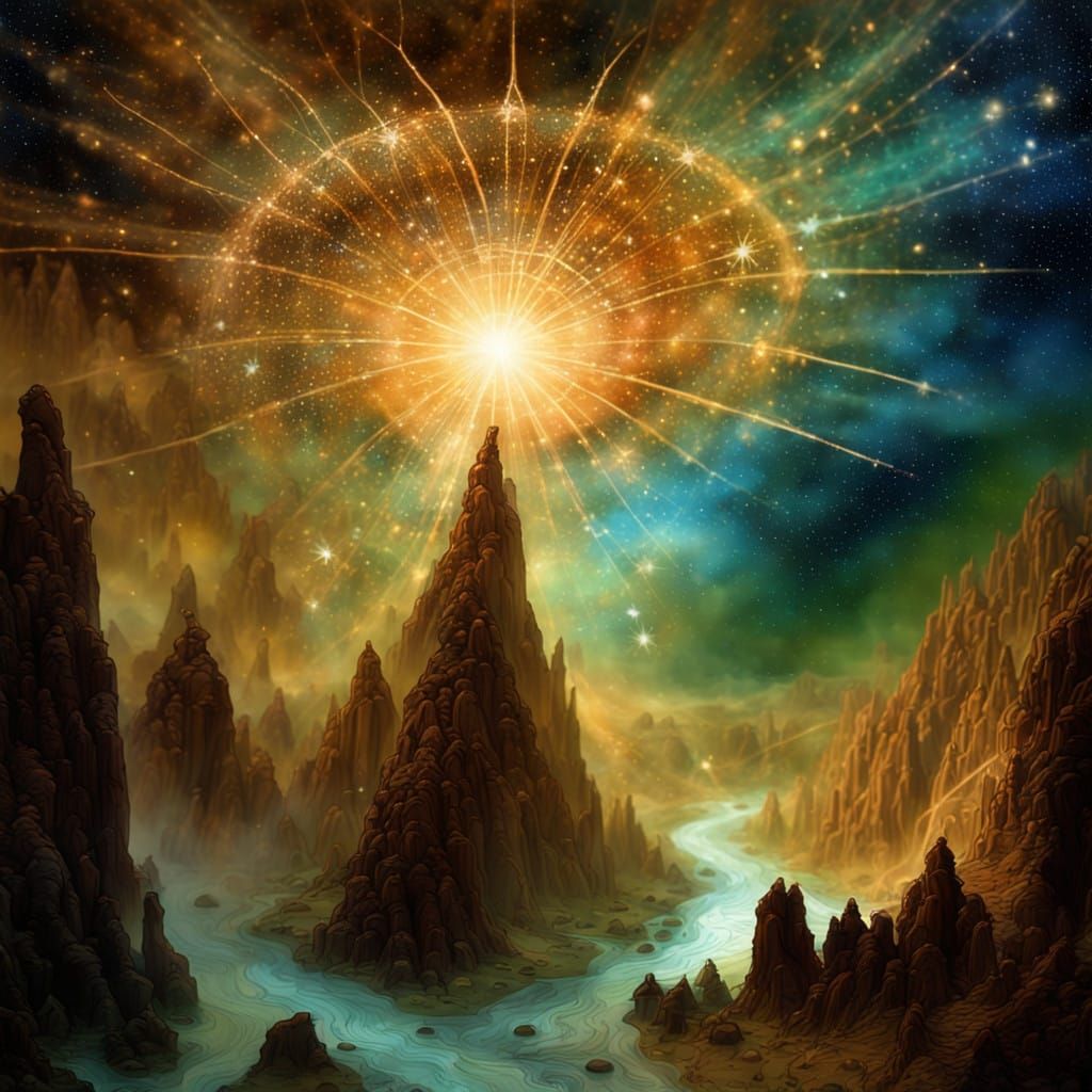 Celestial Starburst in Vibrant Desert Landscape