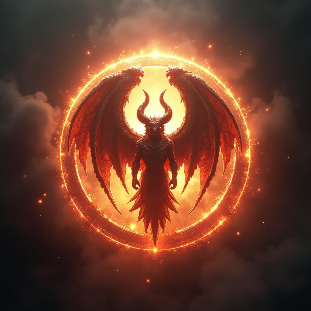 Invictus Emblem Logo with Devil and Sci-Fi Effects