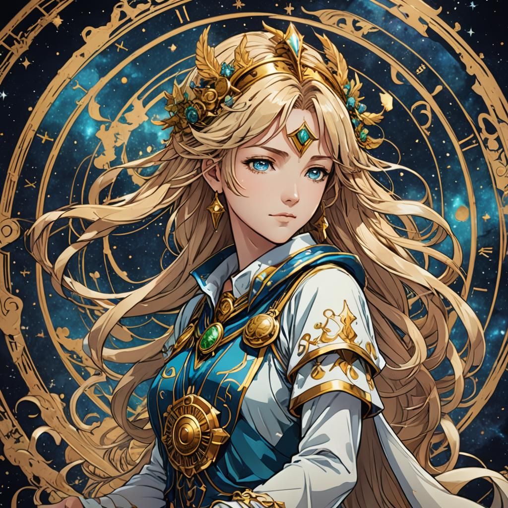 Virgo Earth Zodiac in Anime Manga Style