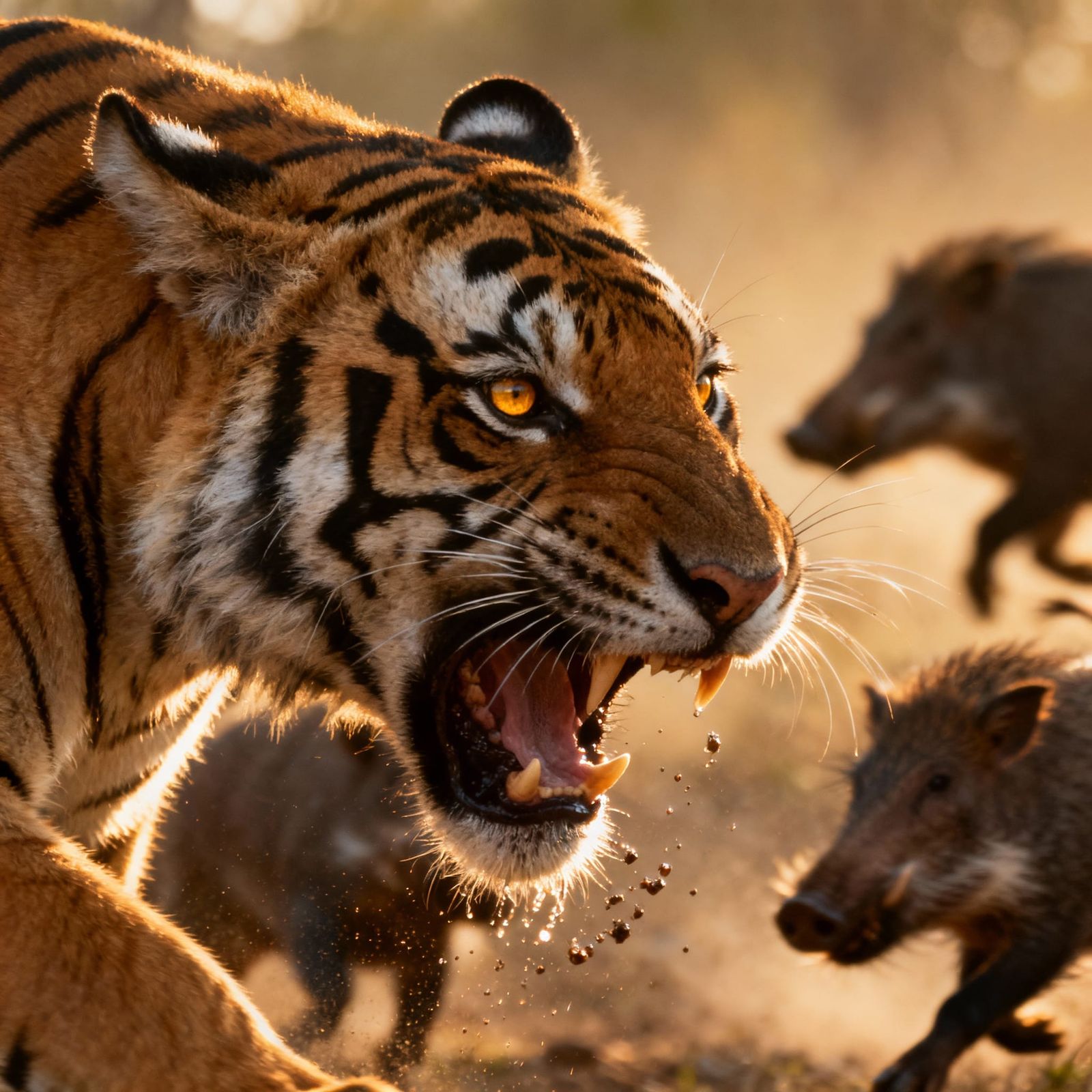 Furious Tiger Roaring Close-Up Ultra Realistic