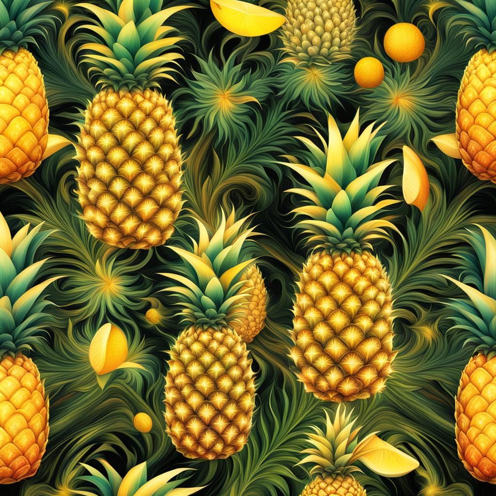 Exotic Fractal: Pineapple, Mango, Giraffe, Gnome in Oil