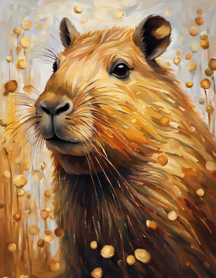 Sugar Cookie Capybara Oil Painting