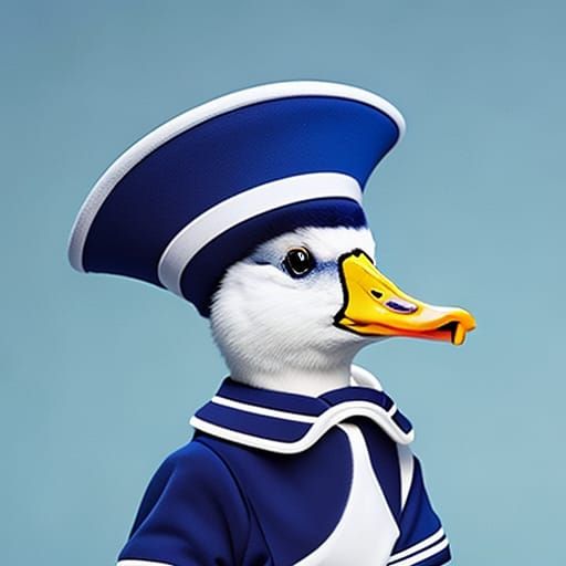 Photorealistic Duckling in Sailor Outfit