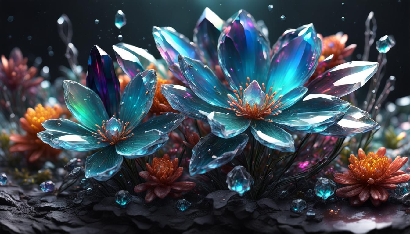 Stunning Crystal Flowers with Liquid Opal Splashes