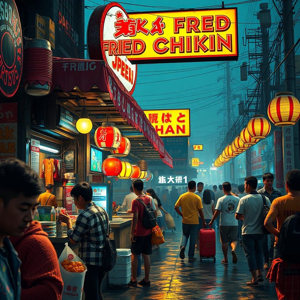 Jakarta Fried Chicken Stall in Ultra Detail