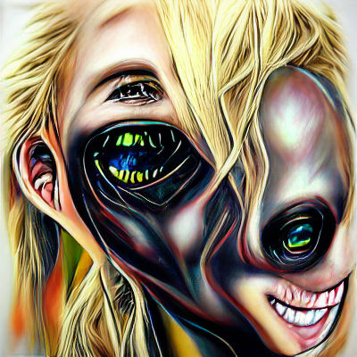 Hyperrealistic Alien-Human Hybrid with Black Eyes