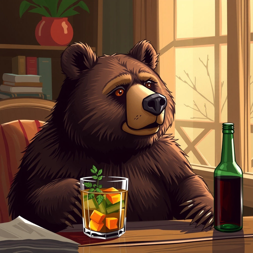 Vegetarian Bear Drinks Alcohol