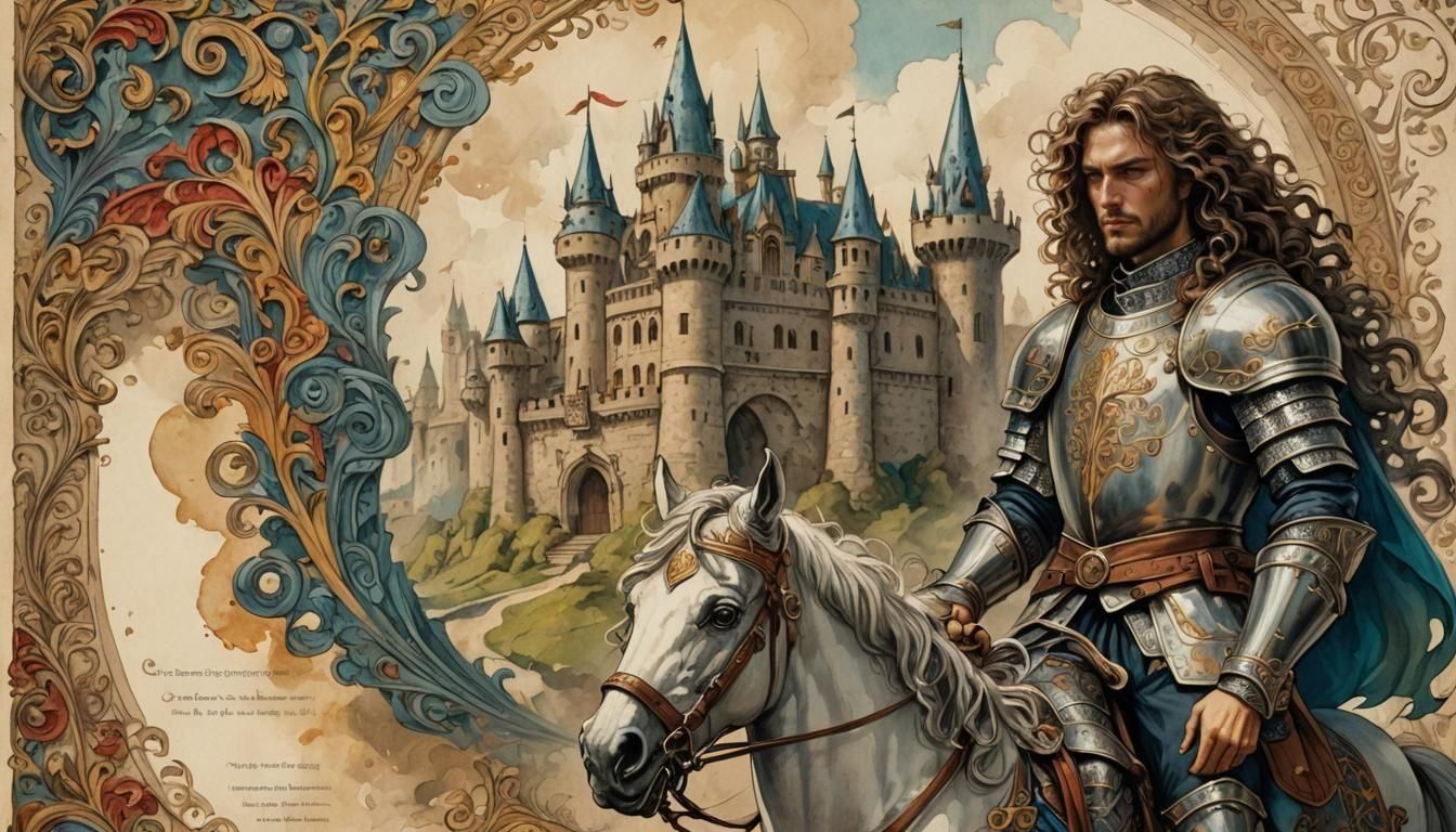 Fantasy Knight and Castle Storybook Illustration