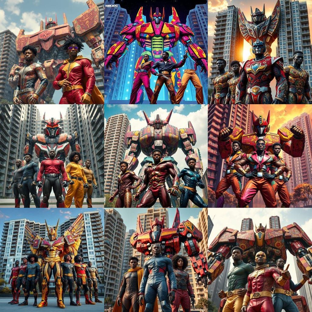 Vibrant African American Super Heroes in Exquisite Fabric Ar...