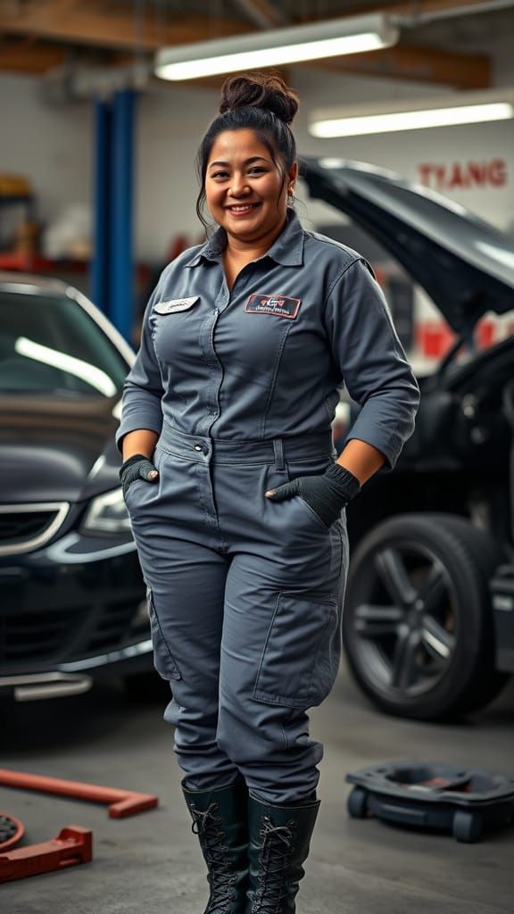 Realistic Portrait of a Middle Eastern Mechanic Woman
