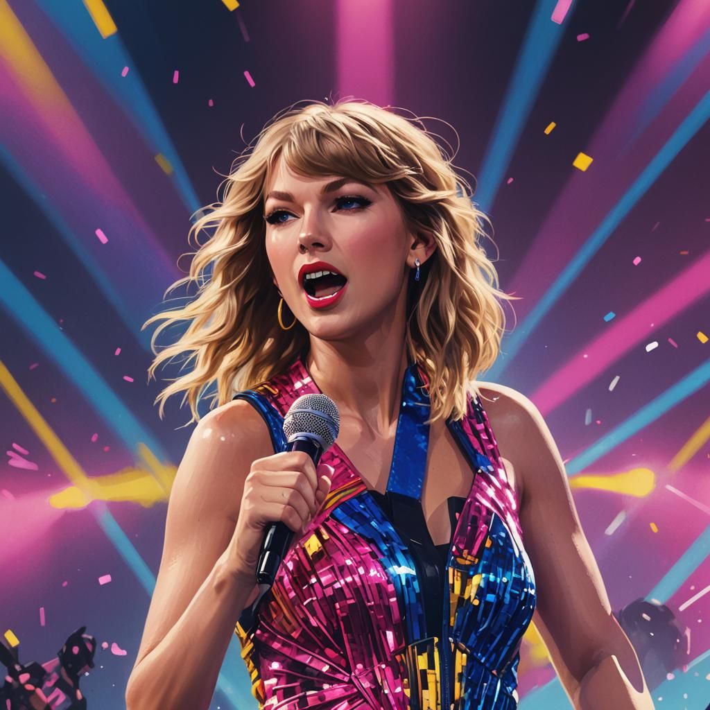 Taylor Swift Singing, Digital Pop Art Portrait