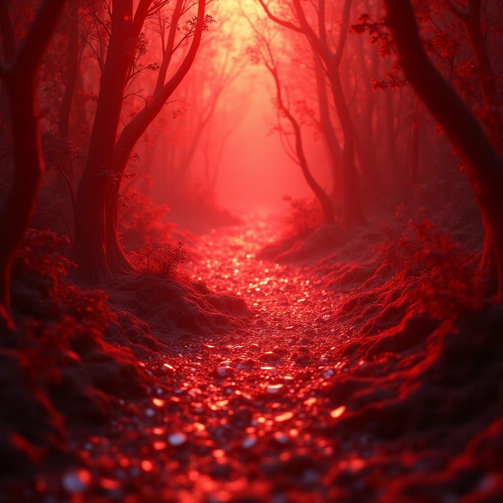Vibrant, Transparent Red Fantasy Concept Art in Unreal Engin...