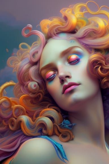 Rococo Hair with Drag Makeup, Digital Portrait