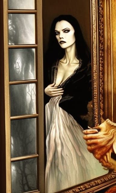 Ghostly Queen Emerges: Baroque Gothic Biopunk Art