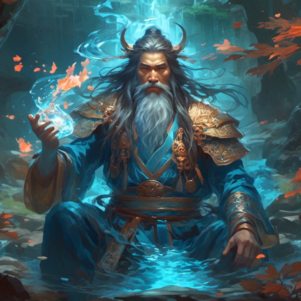 Gorgeous Japanese Wizard with Water Magic and Aura