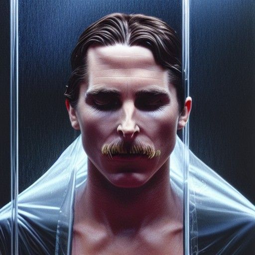 Patrick Bateman Contemplating Phil Collins, Hyperdetailed Ar...