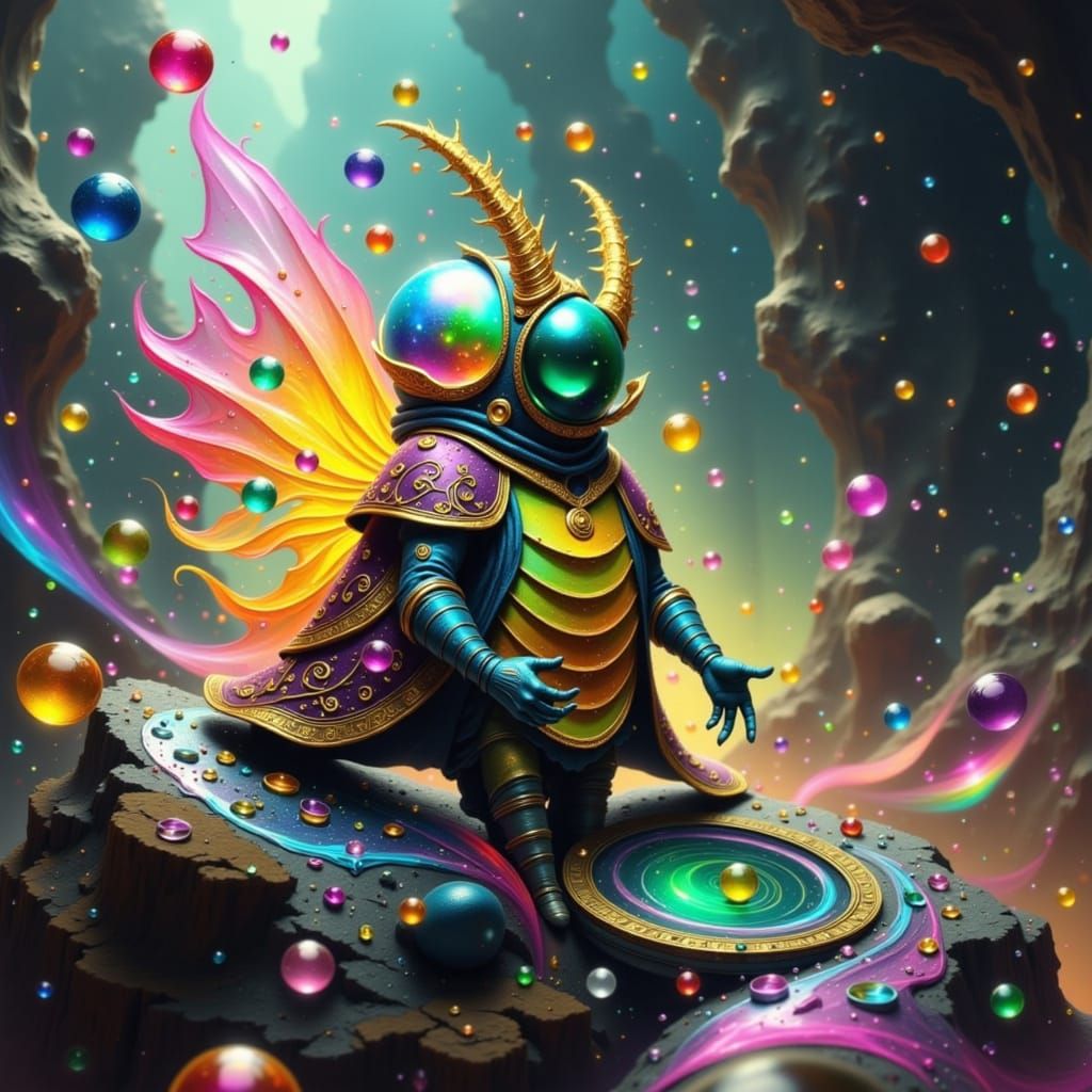 Iridescent Vortex Tunnel in Cosmic Surrealist Style