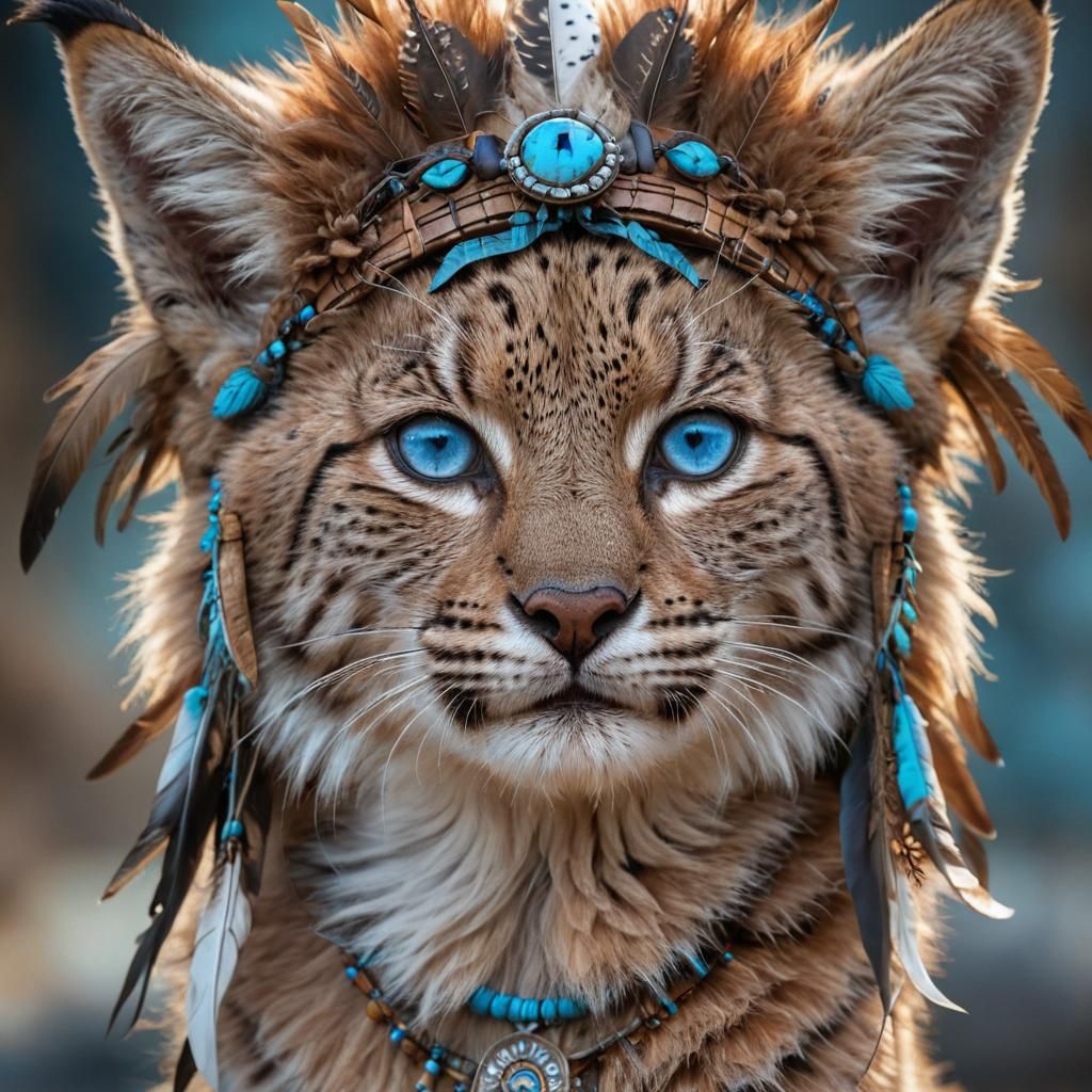 Bobcat Shaman Portrait in 3D Game Style