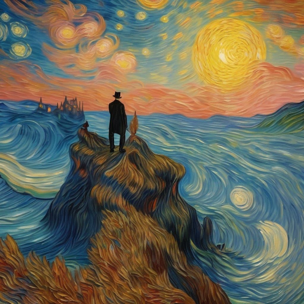 Ethereal Dreamer Amidst Starry Skies