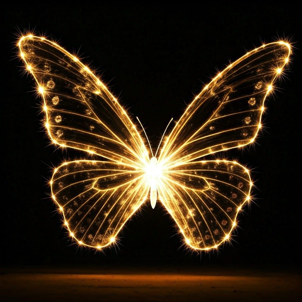 Illuminated Butterfly Made of Light