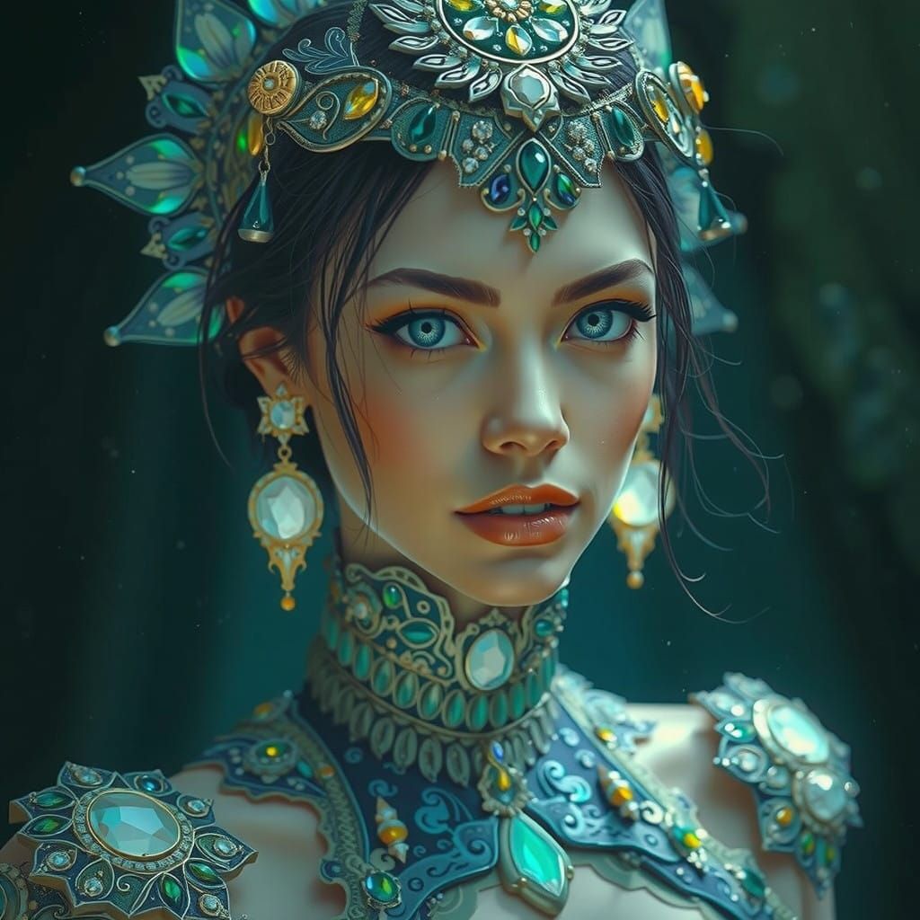 Enchanted Medieval Sorceress in Opulent Splendor