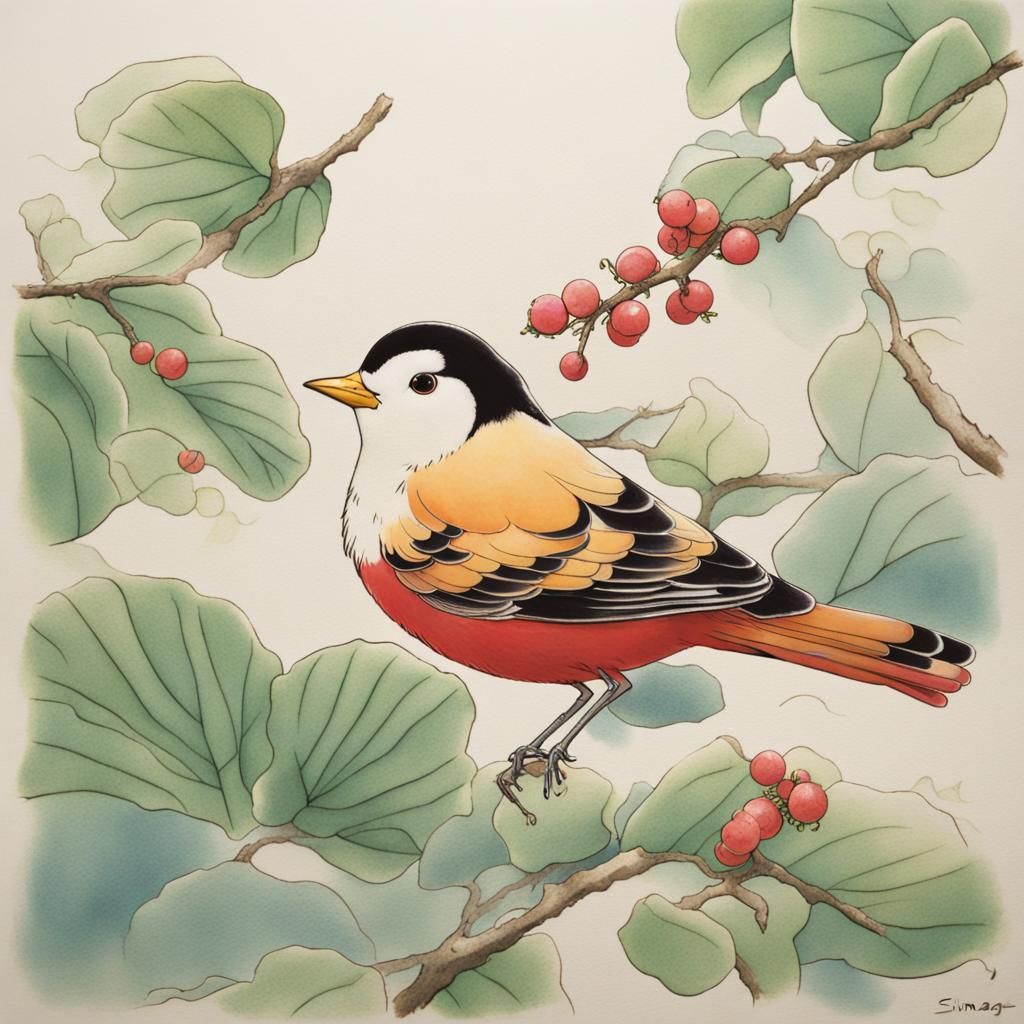 Shima Enaga Bird Portrait: Long-Tailed Tit