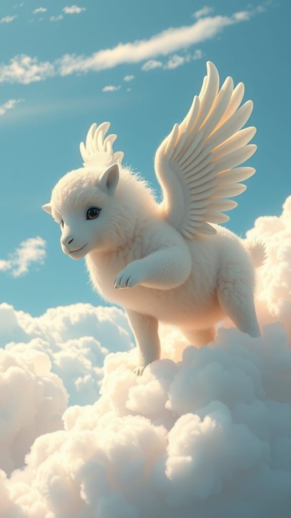 Omnipotent Cloud Being in Dreamy High-Tech Landscape