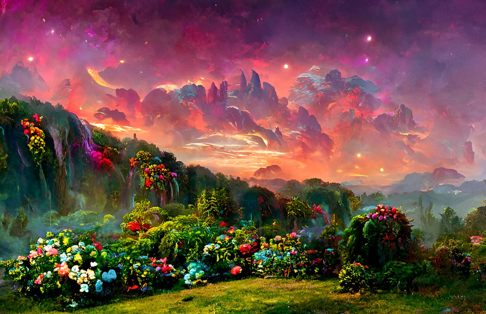 Lush Prehistoric Venus Landscape, Digital Illustration