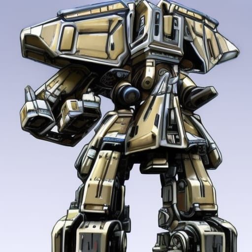 Futuristic Quadruped Mech with Siege Cannons