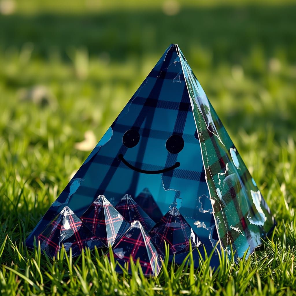 Translucent Tartan Pyramid Vomiting Ripped Plastic: Photorea...