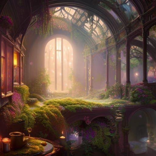 Cozy Cottage Kitchen with Sunshine, 3D Art