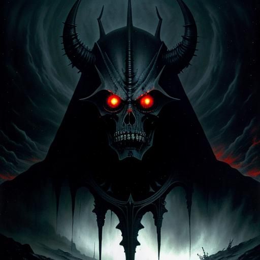 Terrifying Deity with Glowing Red Eyes