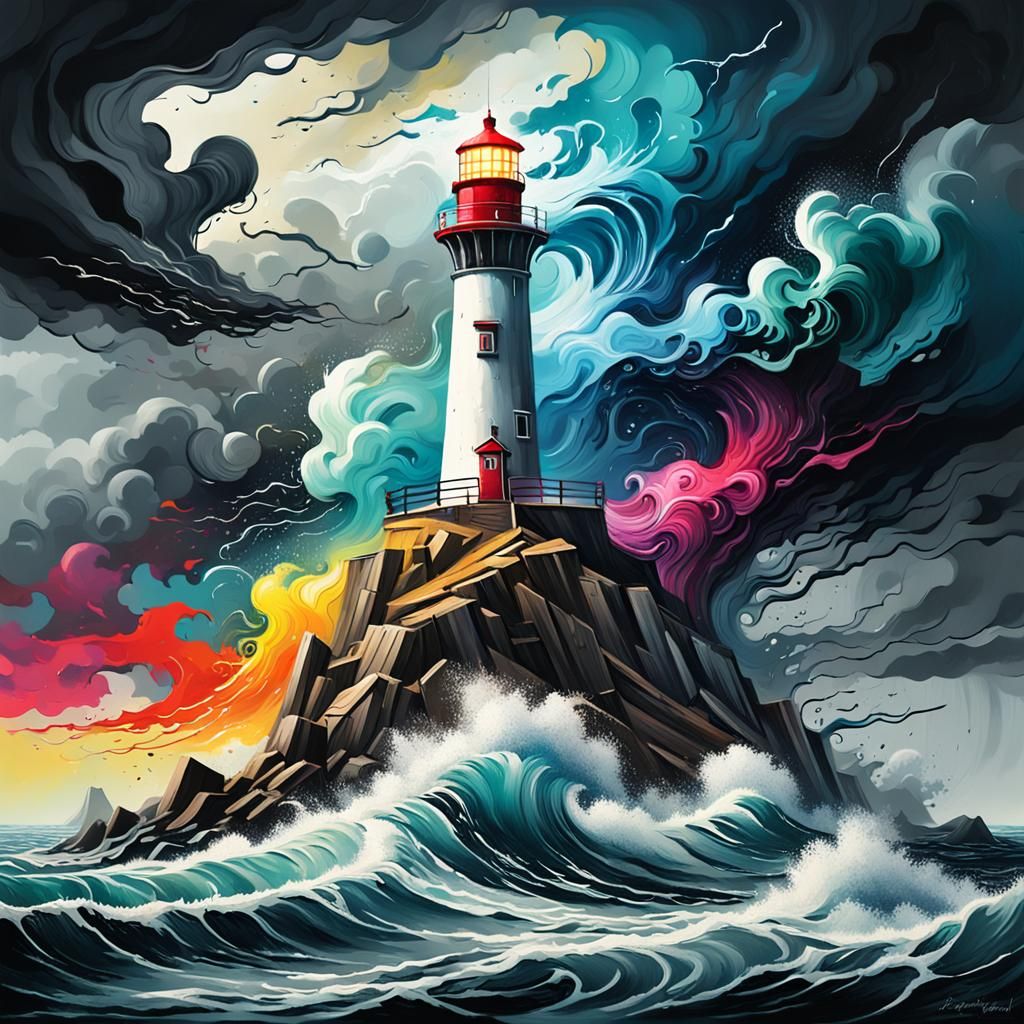 The Lighthouse in a Storm - Joanna P.
