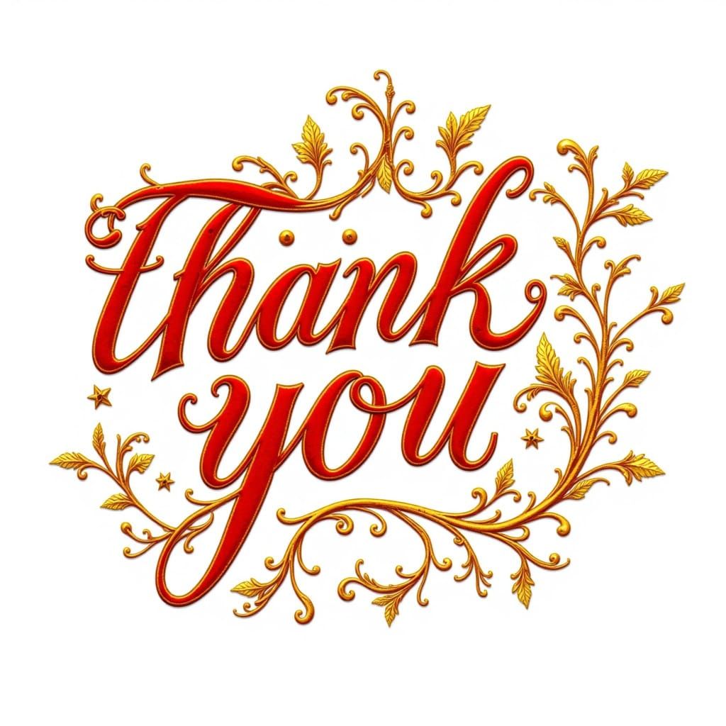 Vibrant Golden Thank You Phrases Swirling