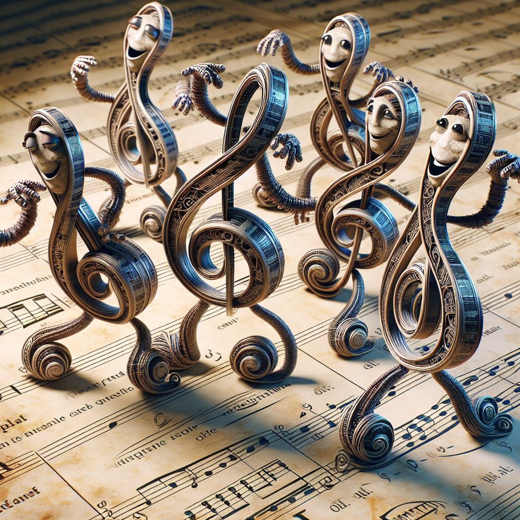 Dancing Music Notes: Photorealistic CGI Characters