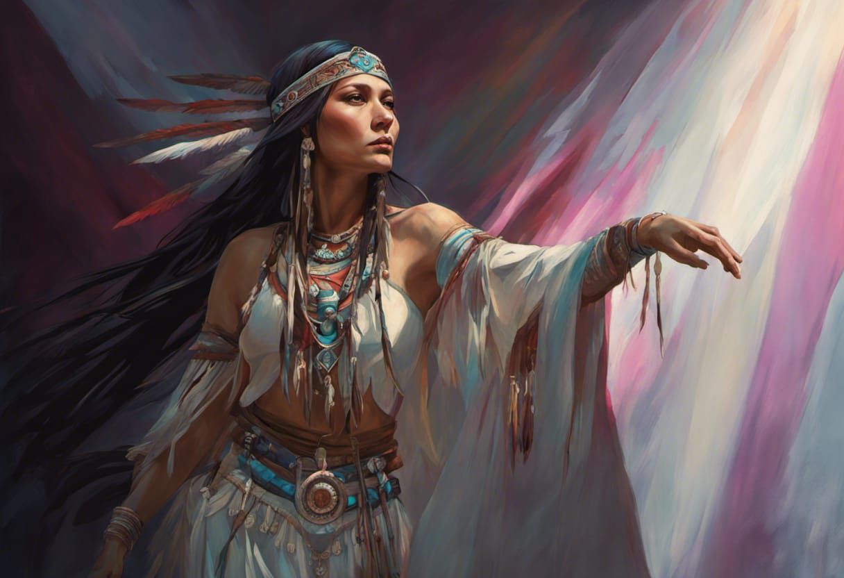 Sioux Ghost Dancer Portrait in Art Nouveau Style