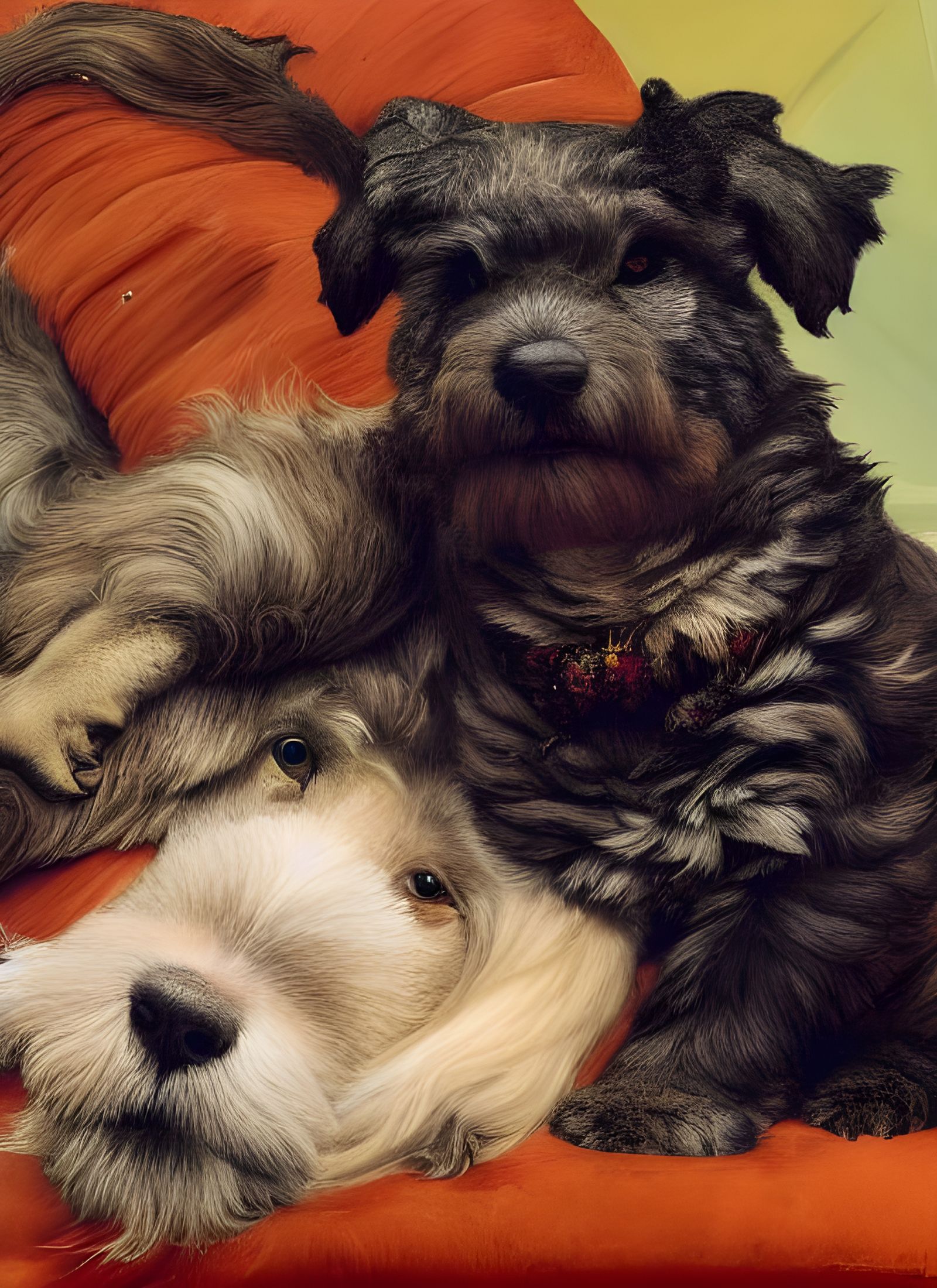 Affectionate Dog and Cat, Photorealistic Concept Art