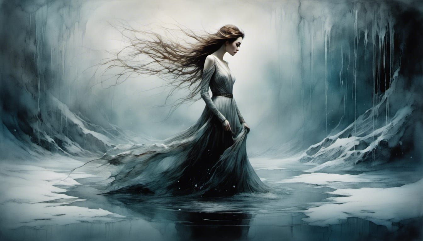 Frozen Lake: Surreal Gothic Portrait of a Woman