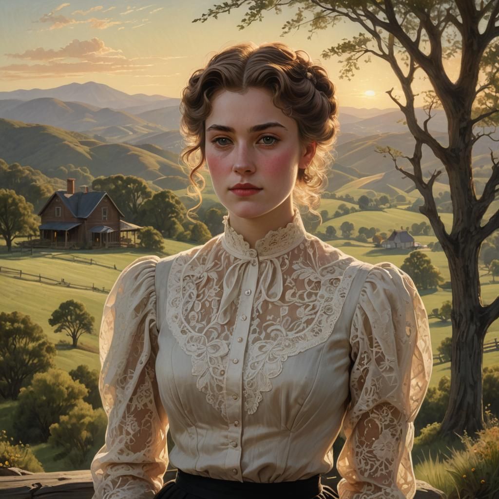 Realistic Portrait of a Gibson Girl in Soft Light