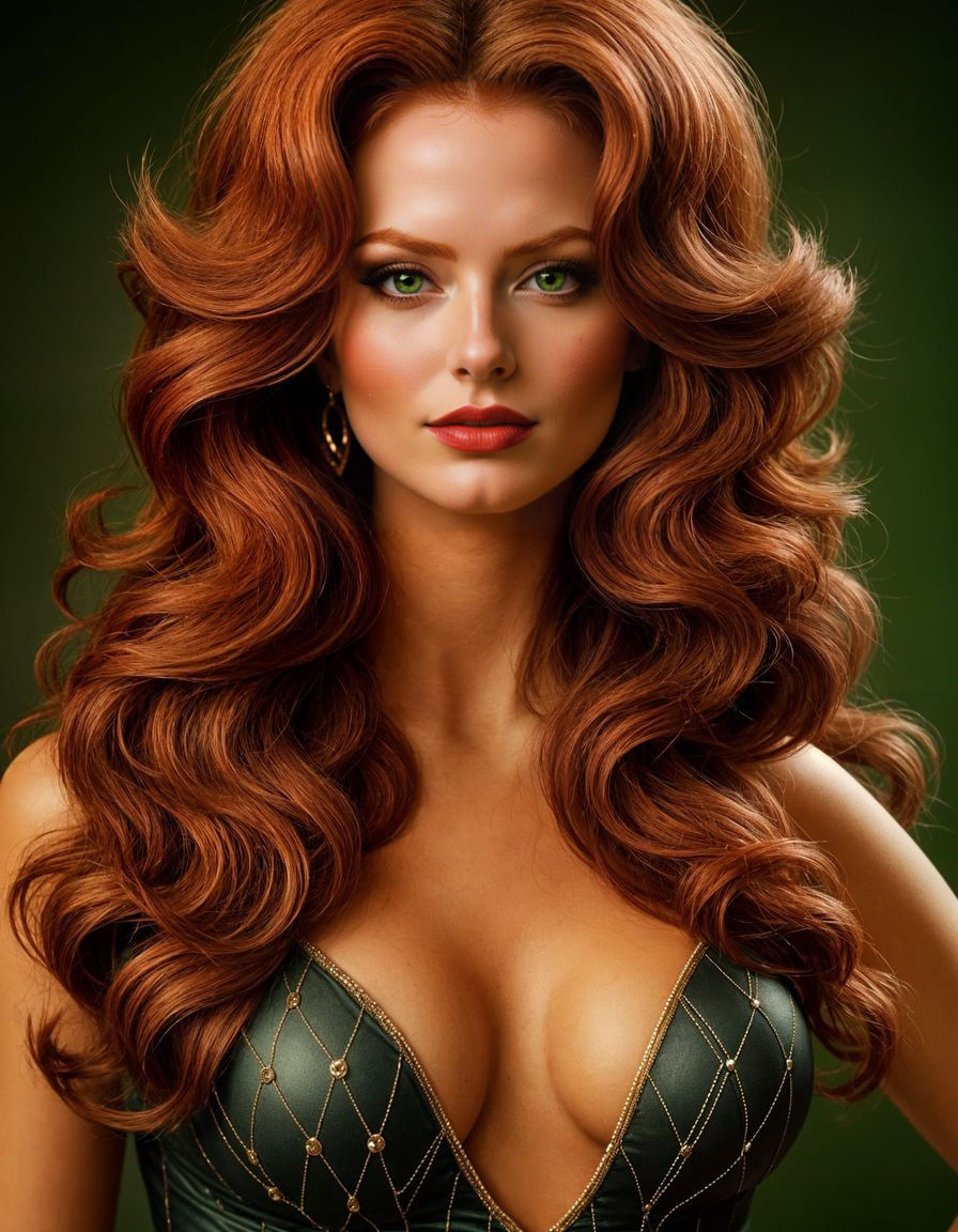 Glamorous 70s Chic Redhead in Dance Club Attire