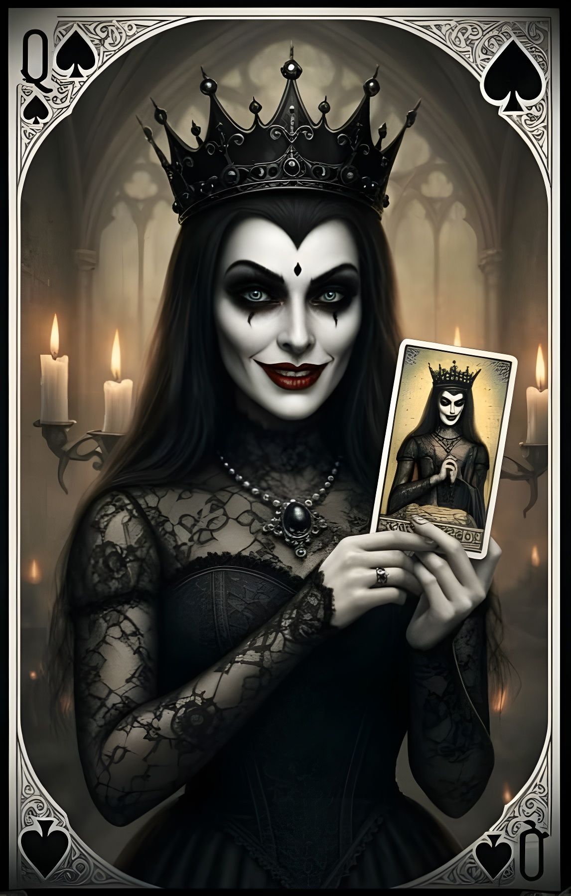 Evil Gothic Queen of Spades Playing Card Art