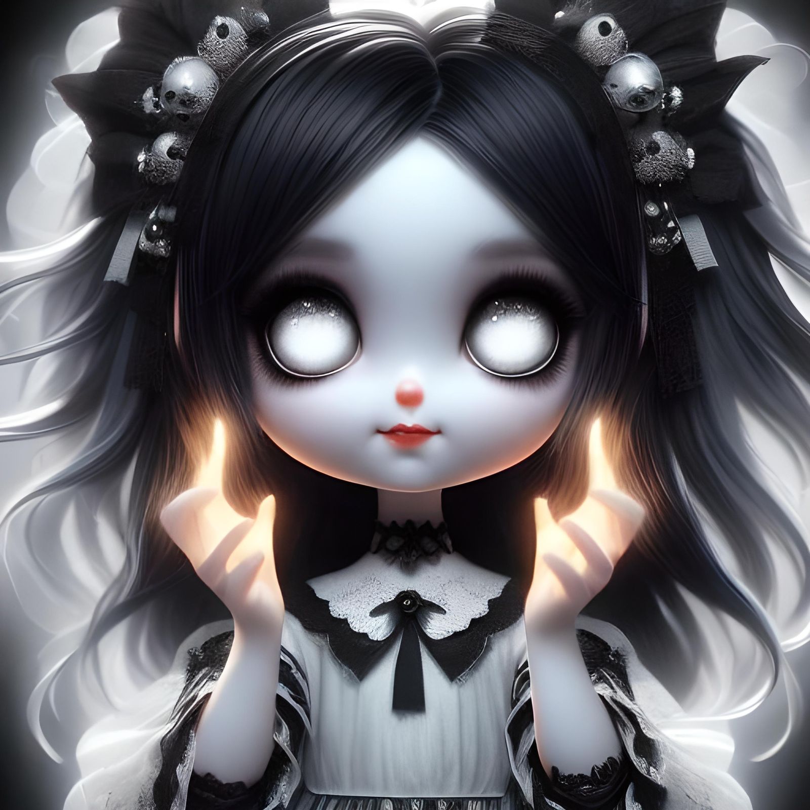 Adorable Gothic Ghost Girl Smiling Sweetly