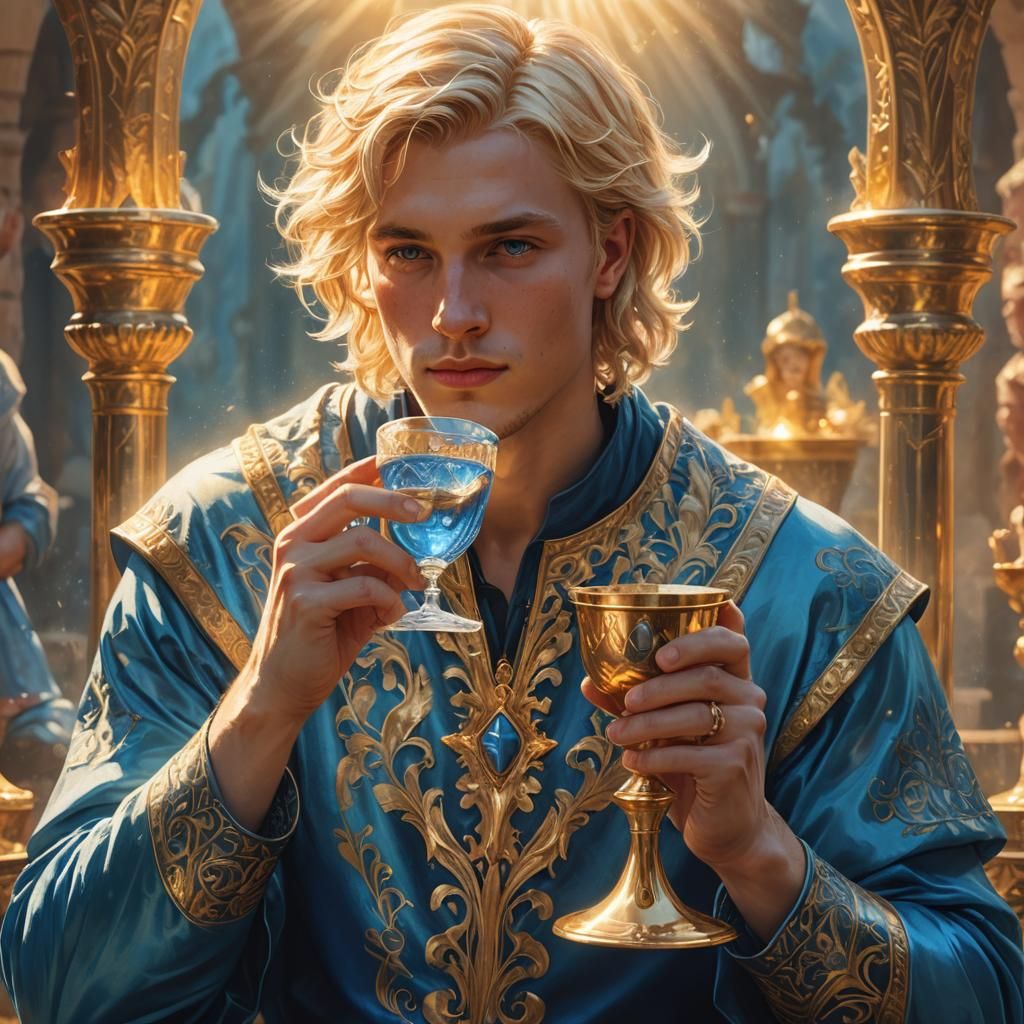 Romantic Portrait of Blond Man with Chalice
