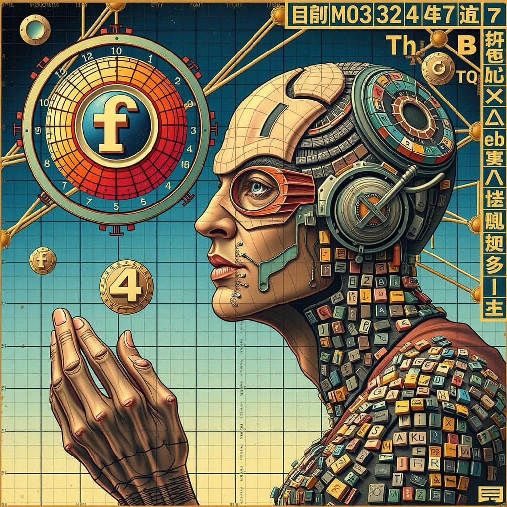 Hyper-Realistic Face Sculpted from Vintage Typewriter Keys