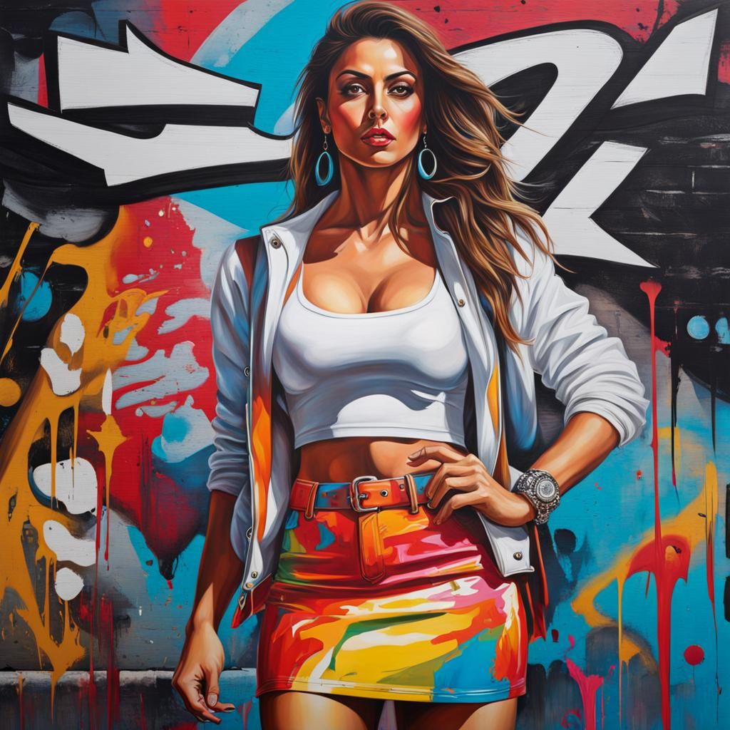 Lebanese Woman Portrait in Graffiti Art Style