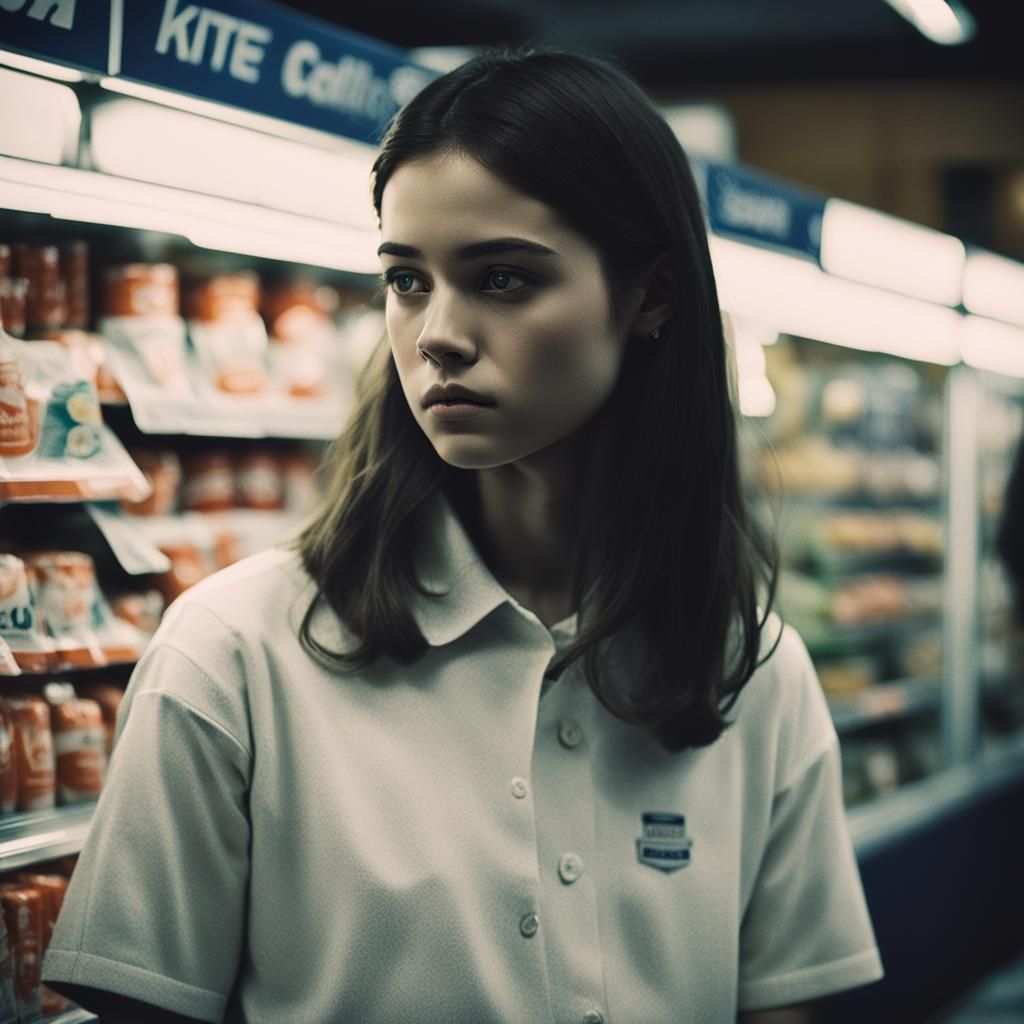 Candid Night Photo of Woman in School Uniform