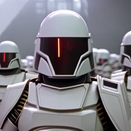 A few space troopers in combat suit in an early eighties spa...